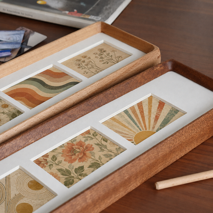 Lumora Modern Natural Wood Triple Photo Frame for Desk Display