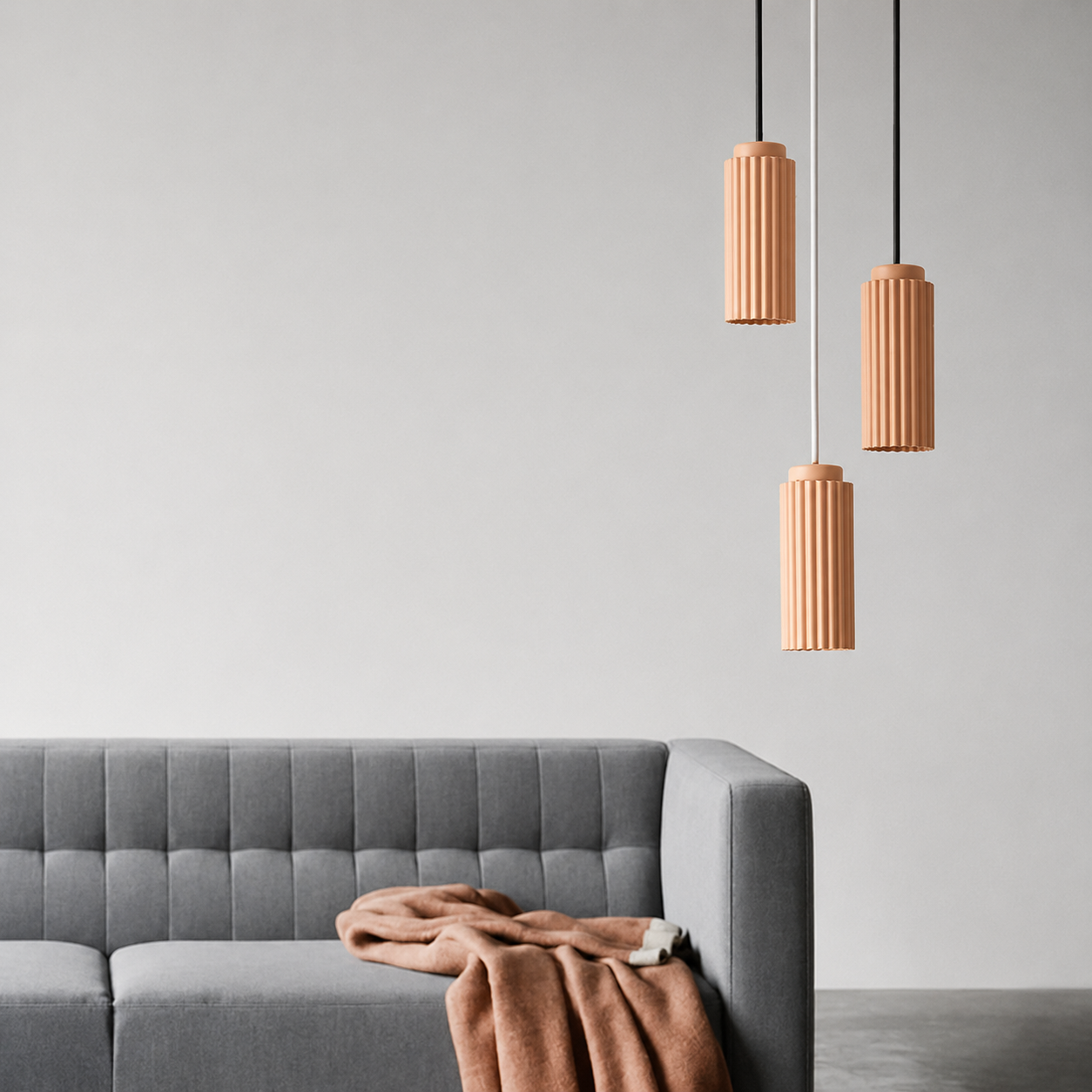 Royelux Fluted Matte White Pendant Light for Kitchen Island