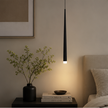 Royaleva Contemporary Brass Bedside Pendant Light, Warm White LED