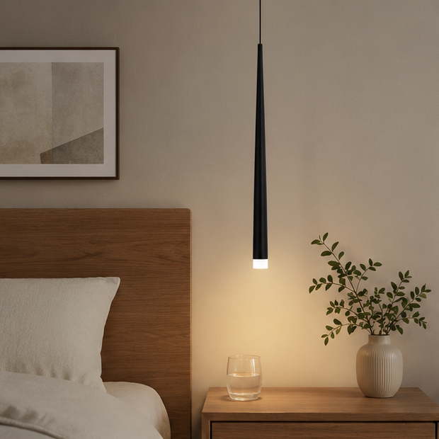 Royaleva Contemporary Brass Bedside Pendant Light, Warm White LED