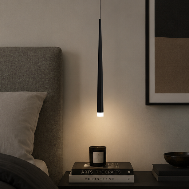 Royaleva Contemporary Brass Bedside Pendant Light, Warm White LED