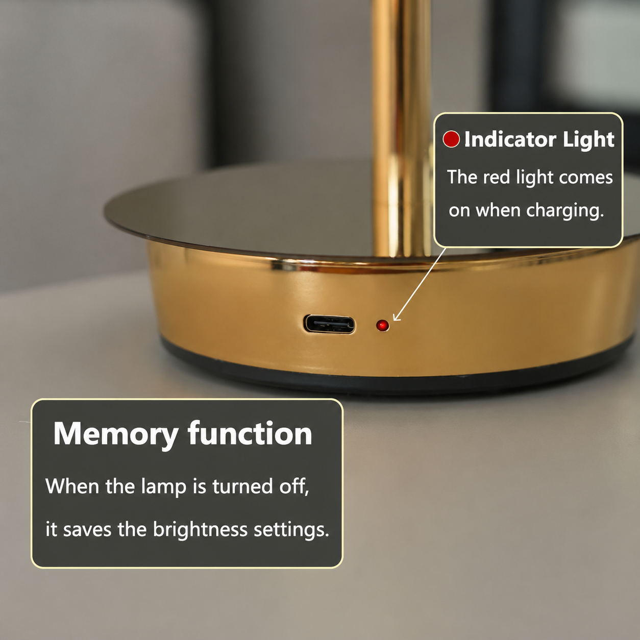 LuxRoyale Premium Cordless Brass Ribbed Acrylic Dimmable Table Lamp