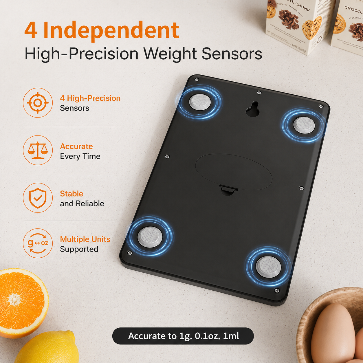 LuxRoyale Ultra-Slim Stainless Steel Digital Kitchen Scale for Precision Baking