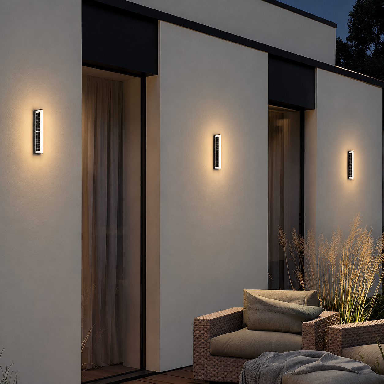 Royelux Modern Outdoor Solar LED Wall Sconce Light for Exterior Garden & Patio Lighting