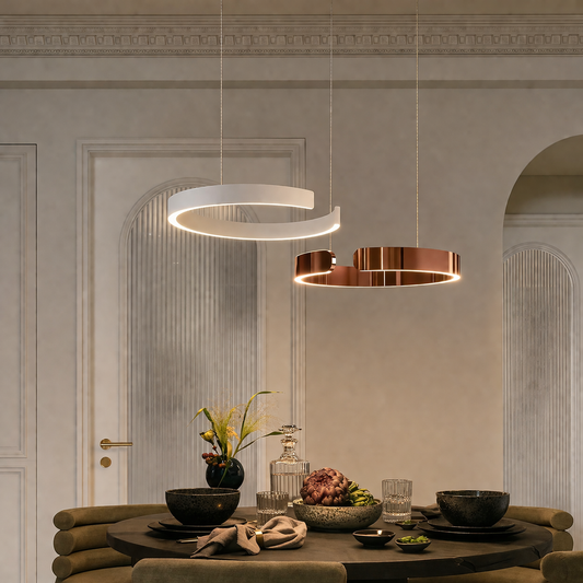 Rayvia Modern LED Pendant Light Round Design With Adjustable Warm White Brightness