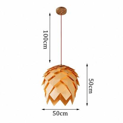 Lumora Pine Cone Wooden Pendant Light | Nordic Japandi Ceiling Lamp