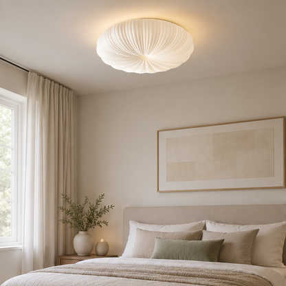 Royelux Ribbed Shell Flush Mount Ceiling Light - Modern  Minimalist Dimmable Pumpkin Fixture