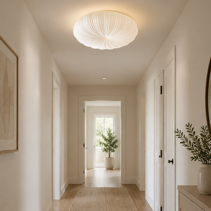 Royelux Ribbed Shell Flush Mount Ceiling Light - Modern  Minimalist Dimmable Pumpkin Fixture