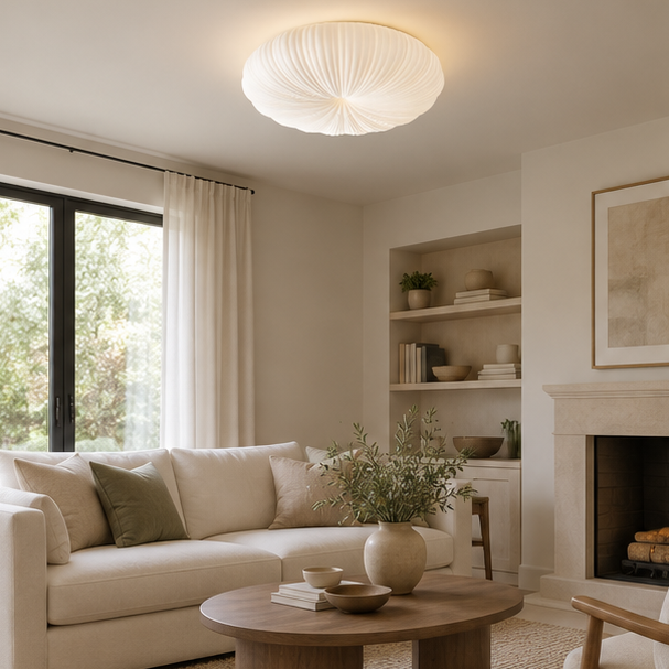 Royelux Ribbed Shell Flush Mount Ceiling Light - Modern  Minimalist Dimmable Pumpkin Fixture