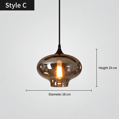 LuxRoyale Smokey Glass Pendant Light Modern Hanging Fixture for Kitchen Island