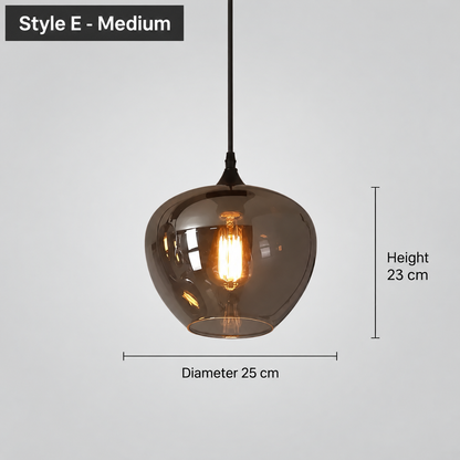 LuxRoyale Smokey Glass Pendant Light Modern Hanging Fixture for Kitchen Island