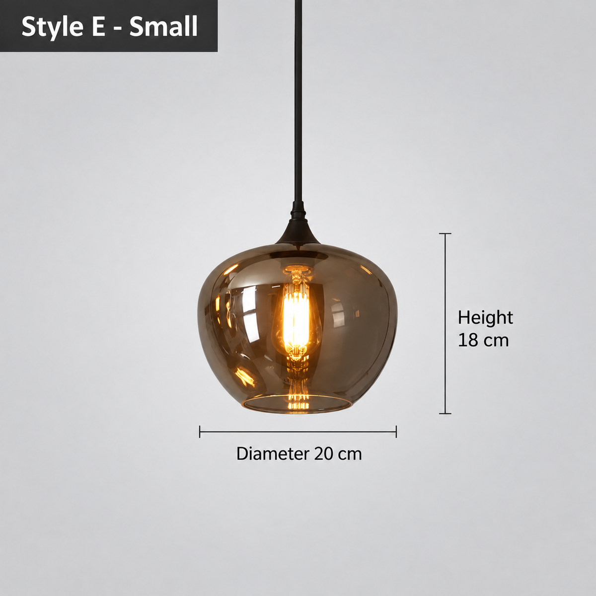 LuxRoyale Smokey Glass Pendant Light Modern Hanging Fixture for Kitchen Island