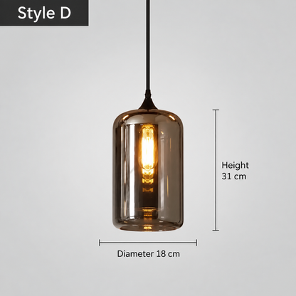 LuxRoyale Smokey Glass Pendant Light Modern Hanging Fixture for Kitchen Island