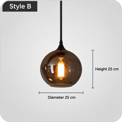 LuxRoyale Smokey Glass Pendant Light Modern Hanging Fixture for Kitchen Island