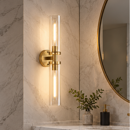 Royelux Modern Clear Glass LED Wall Sconce for Bathroom Vanity & Bedside