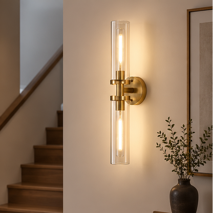 Royelux Modern Clear Glass LED Wall Sconce for Bathroom Vanity & Bedside