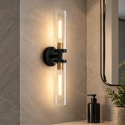 Royelux Modern Clear Glass LED Wall Sconce for Bathroom Vanity & Bedside