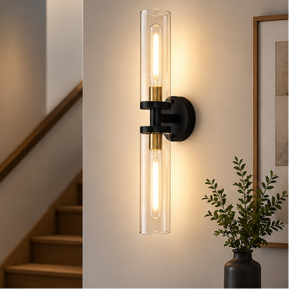 Royelux Modern Clear Glass LED Wall Sconce for Bathroom Vanity & Bedside