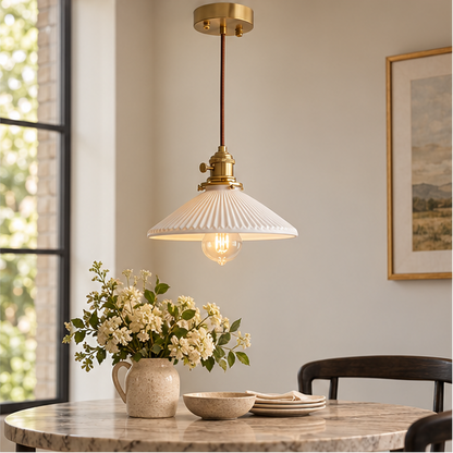 RoyaleGlow Japandi White Ceramic Pendant Light - Minimalist Hanging Lamp