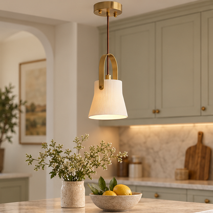 RoyaleGlow Japandi White Ceramic Pendant Light - Minimalist Hanging Lamp