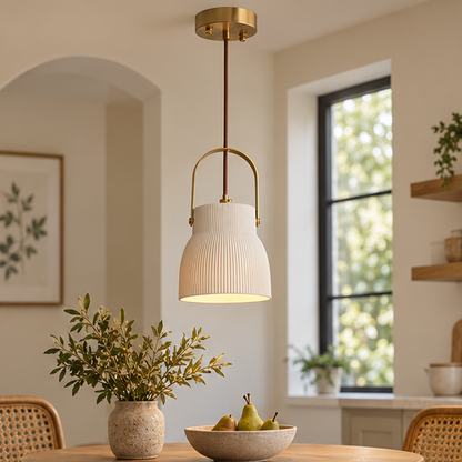 RoyaleGlow Japandi White Ceramic Pendant Light - Minimalist Hanging Lamp