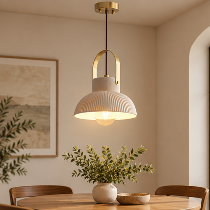 RoyaleGlow Japandi White Ceramic Pendant Light - Minimalist Hanging Lamp