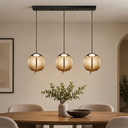 LuxRoyale Modern Glass Pendant Light - Adjustable Rope Hanging Lamp For Living Room