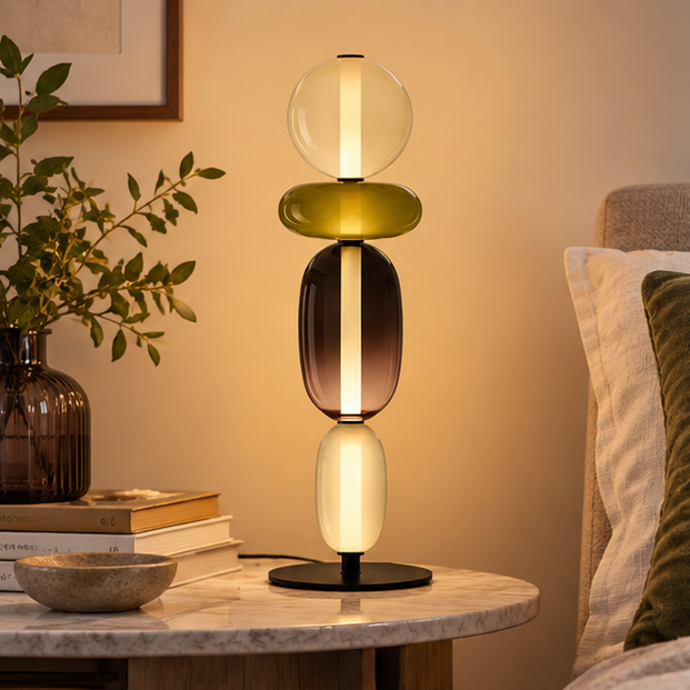 LuxRoyale Modern Glass Table Lamp Decorative Bedside Light