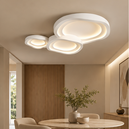 LuxRoyale Modern Minimalist Cloud LED Ceiling Light - White Acrylic Flush Mount Fixture