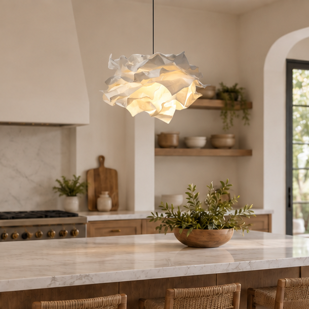 RoyaleGlow DIY Cloud Pendant Light - White Paper Art Hanging Lamp