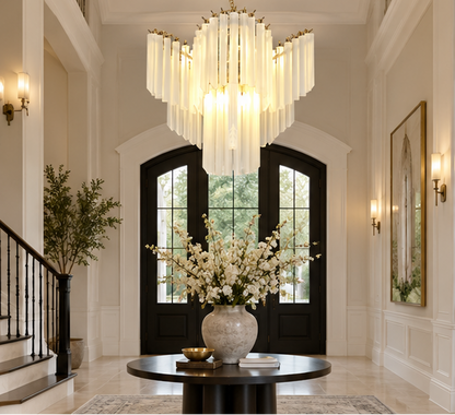 Royelux Modern Cascading Frosted Glass Chandelier - Luxury Living Room Hanging Light