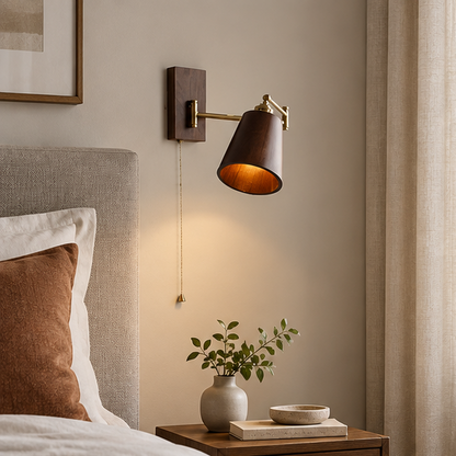 Royelux Wooden Swing Arm Wall Lamp - Modern Adjustable  Reading Light
