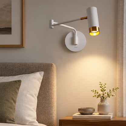LuxRoyale Modern Adjustable Metal Wall Sconce - Swing Arm Reading Light