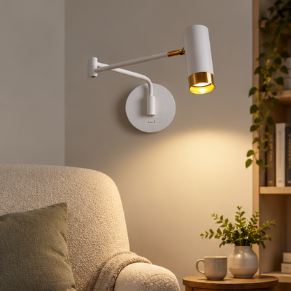 LuxRoyale Modern Adjustable Metal Wall Sconce - Swing Arm Reading Light