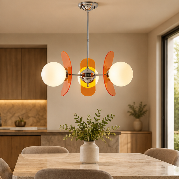 RoyaleGlow Italian Retro Glass And Metal Chandelier Vintage Pendant Light