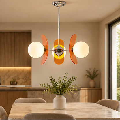 RoyaleGlow Italian Retro Glass And Metal Chandelier Vintage Pendant Light