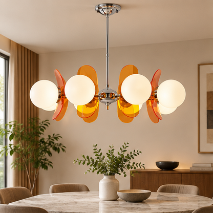 RoyaleGlow Italian Retro Glass And Metal Chandelier Vintage Pendant Light