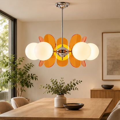 RoyaleGlow Italian Retro Glass And Metal Chandelier Vintage Pendant Light