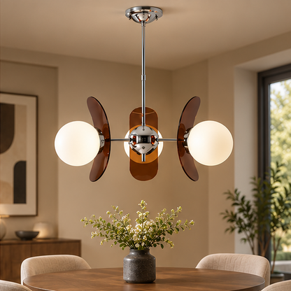 RoyaleGlow Italian Retro Glass And Metal Chandelier Vintage Pendant Light