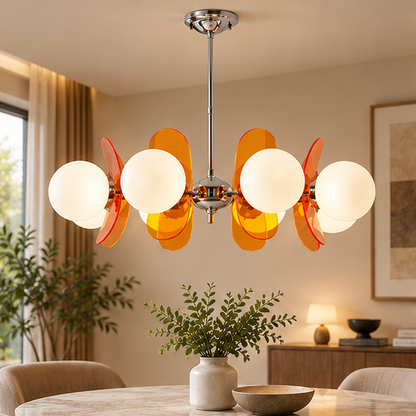 RoyaleGlow Italian Retro Glass And Metal Chandelier Vintage Pendant Light