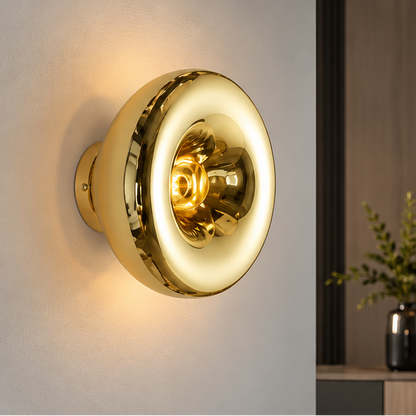 Royelux Modern Gold Donut Wall Sconce Lamp - LED Interior Lighting Fixture