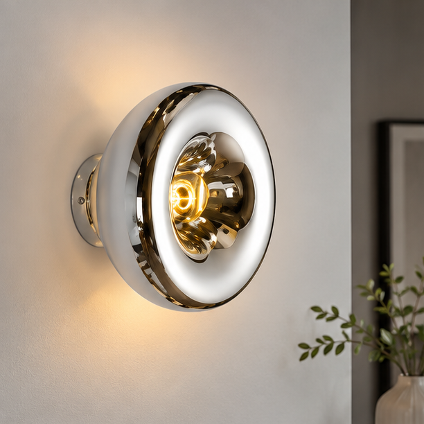 Royelux Modern Gold Donut Wall Sconce Lamp - LED Interior Lighting Fixture