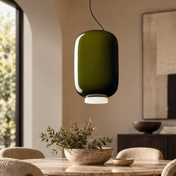 RoyaleGlow Nordic Dome Glass Pendant Light - Modern Ceiling Lamp - Royale Basic