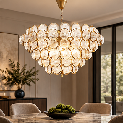 Royelux Modern Gold Glass Sphere Chandelier - Dimmable Living Room Hanging Light