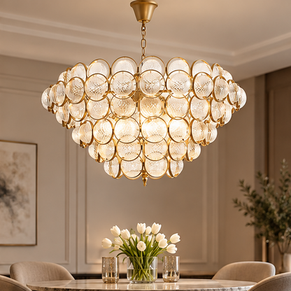 Royelux Modern Gold Glass Sphere Chandelier - Dimmable Living Room Hanging Light