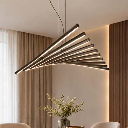 RoyaleGlow Modern LED Adjustable Wave Chandelier - Sculptural Hanging Rhythm Style Light