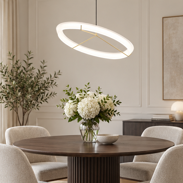 RoyaleGlow Modern LED Ring Pendant Light - Artistic Halo Chandelier