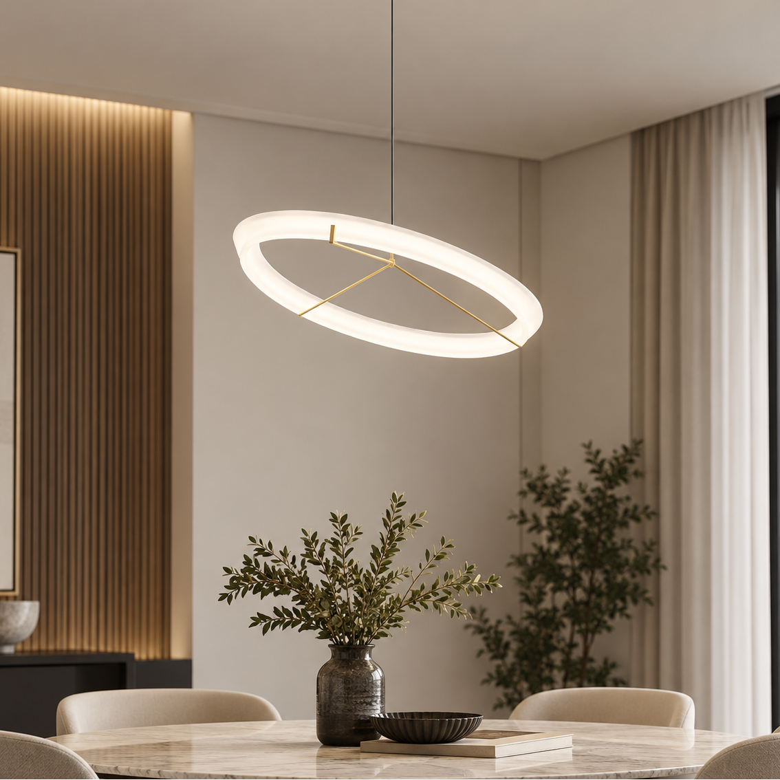 RoyaleGlow Modern LED Ring Pendant Light - Artistic Halo Chandelier