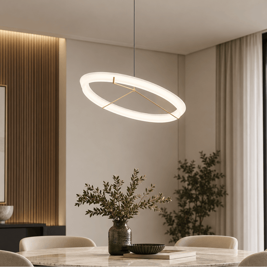 RoyaleGlow Modern LED Ring Pendant Light - Artistic Halo Chandelier - Royale Basic
