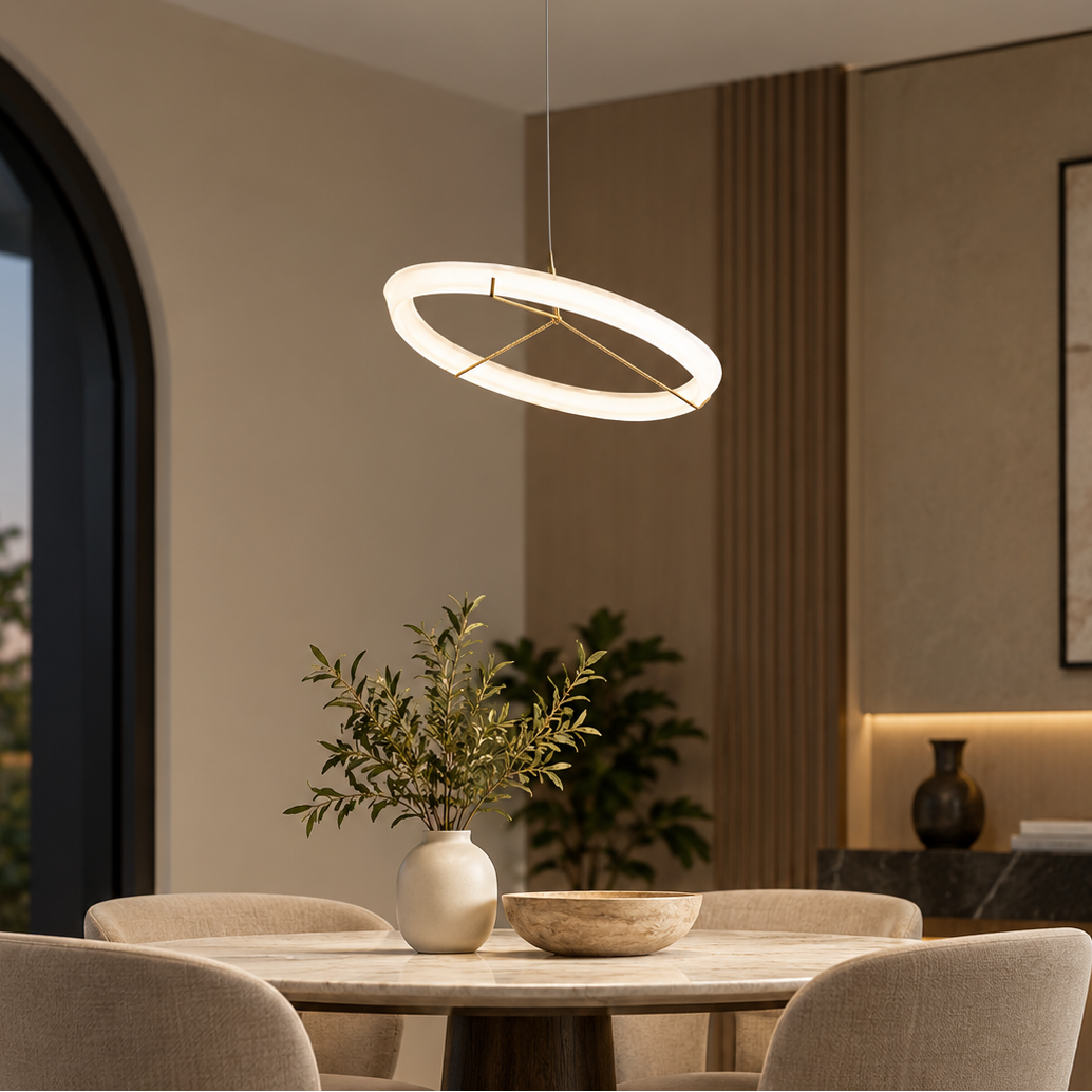 RoyaleGlow Modern LED Ring Pendant Light - Artistic Halo Chandelier